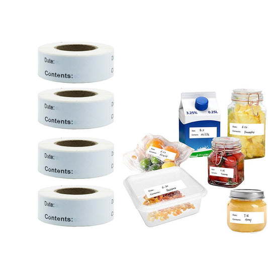 4 Rolls Kitchen Date Label Self-adhesive Sticker for Food Container Storage Box