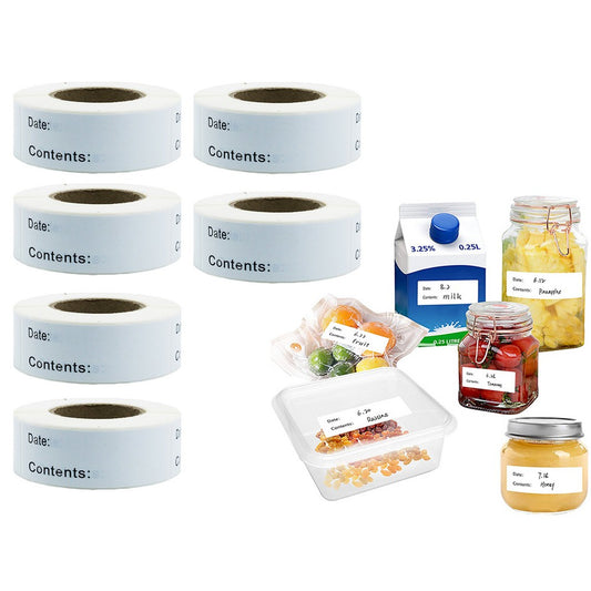 6 Rolls Kitchen Date Label Self-adhesive Sticker for Food Container Storage Box