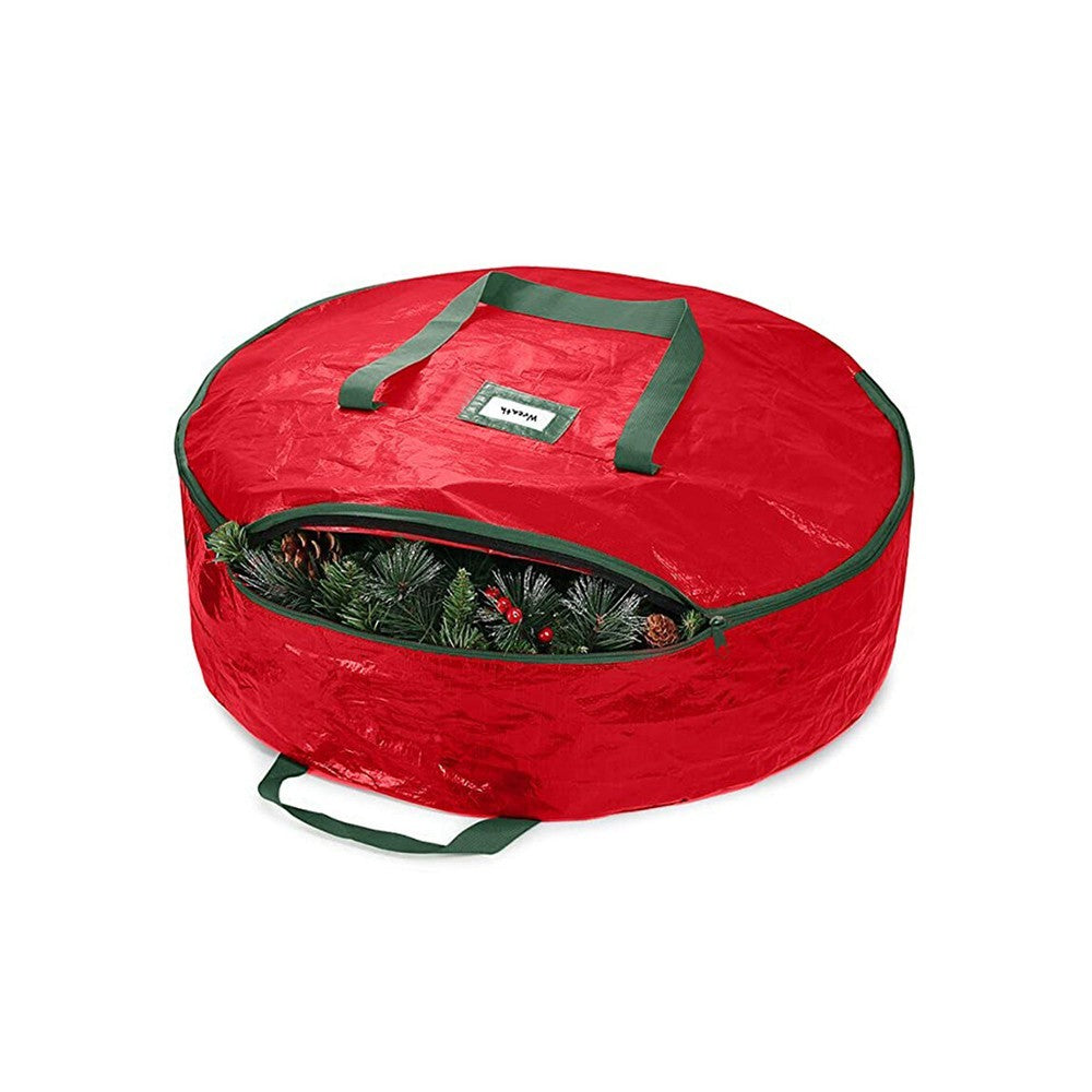 2Pcs 60x18cm Christmas Wreath Storage Bag - Green+Red