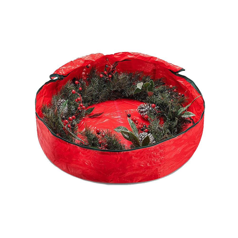 2Pcs 76x20cm Christmas Wreath Storage Bag - Green+Red