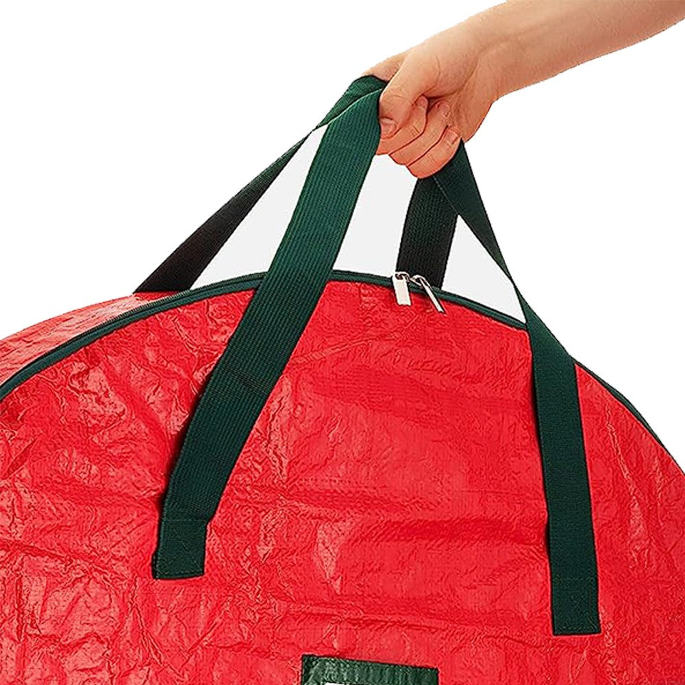 2Pcs 76x20cm Christmas Wreath Storage Bag - Green+Red
