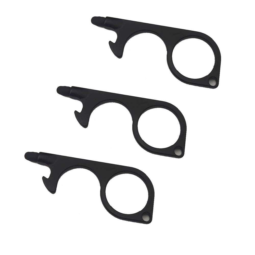Touch-Free Door Opener Multi Purpose Keychain Bottle Opener Touch Screen - Black