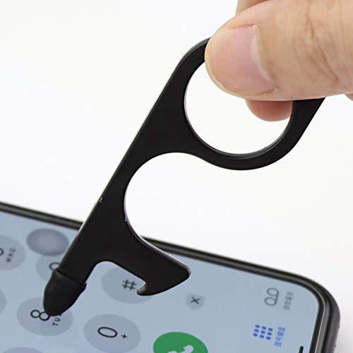 Touch-Free Door Opener Multi Purpose Keychain Bottle Opener Touch Screen - Black