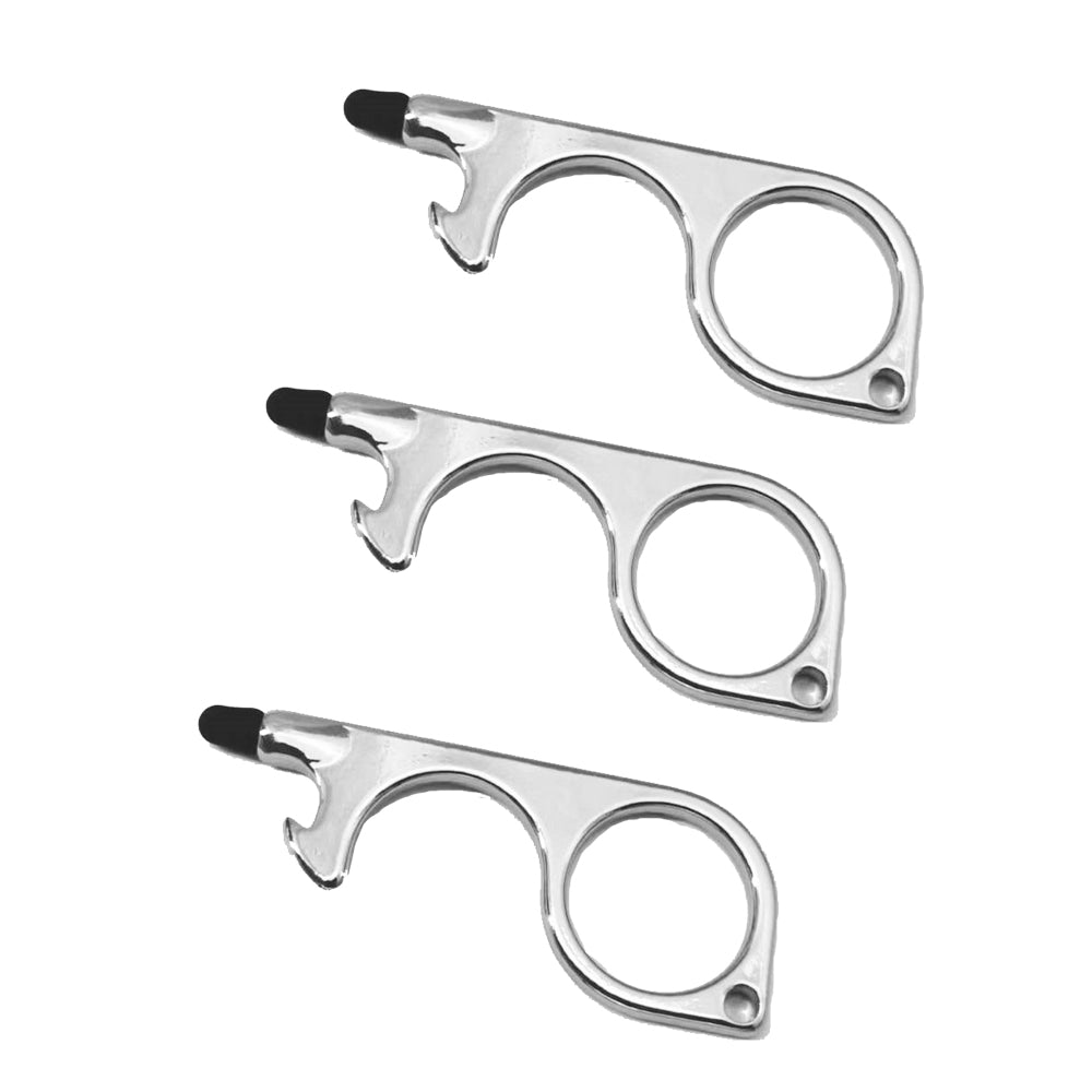 Touch-Free Door Opener Multi Purpose Keychain Bottle Opener Touch Screen -Silver