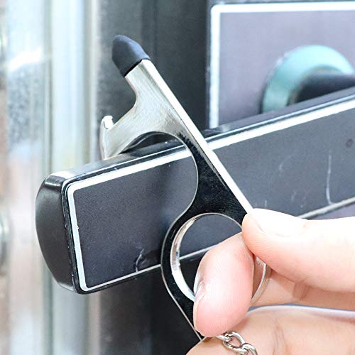 Touch-Free Door Opener Multi Purpose Keychain Bottle Opener Touch Screen -Silver