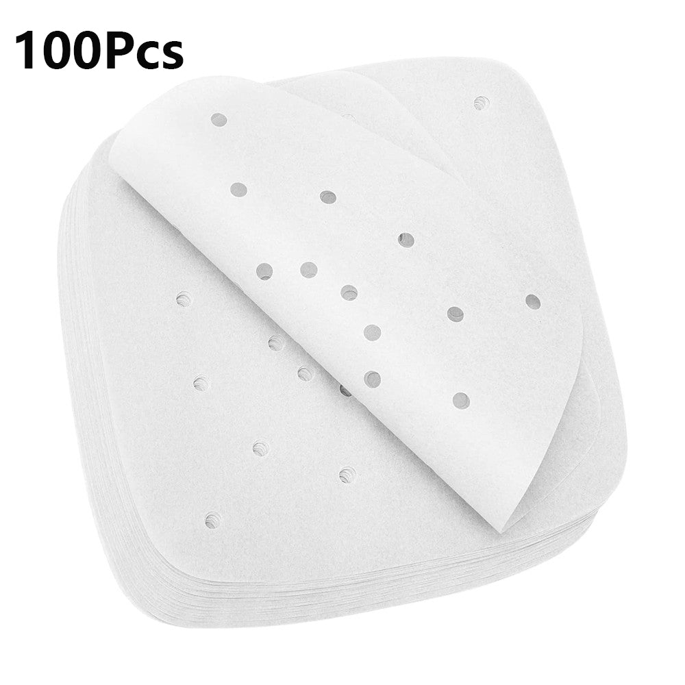 100Pcs Disposable Air Fryer Non-Stick Liners Air Fryer Baking Paper - White