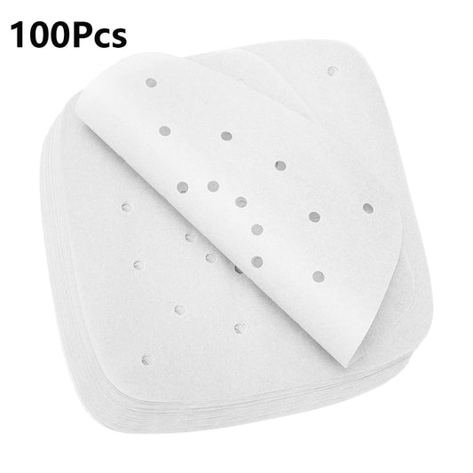 100Pcs Disposable Air Fryer Non-Stick Liners Air Fryer Baking Paper - White