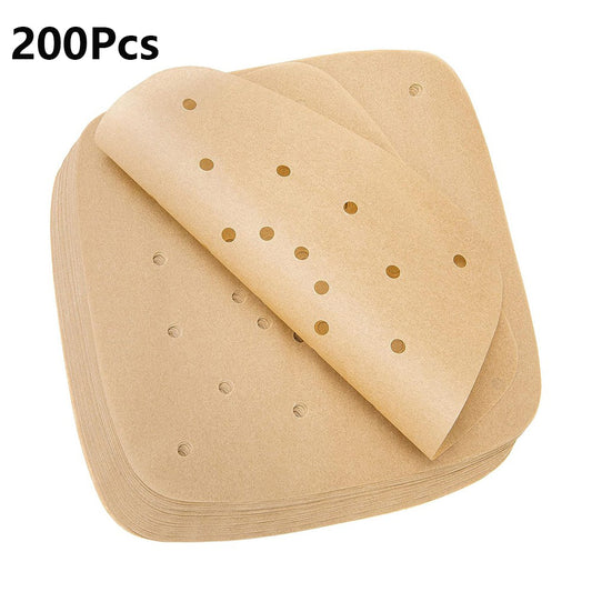 200Pcs Disposable Air Fryer Non-Stick Liners Air Fryer Baking Paper - Brown