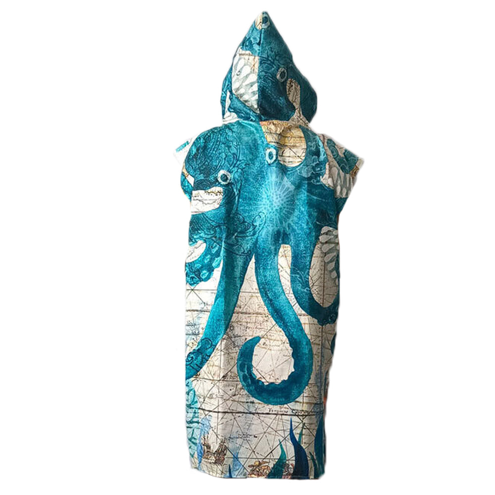 Quick Dry Surf Poncho Changing Towel Hoodie Beach Towel for Adults Octopus Style