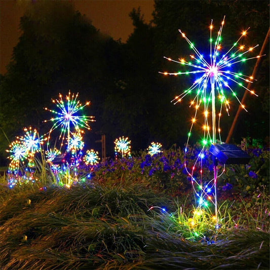 1Pc Solar Fireworks Light LED Fairy Light Copper Wire Ground Light - Colorful