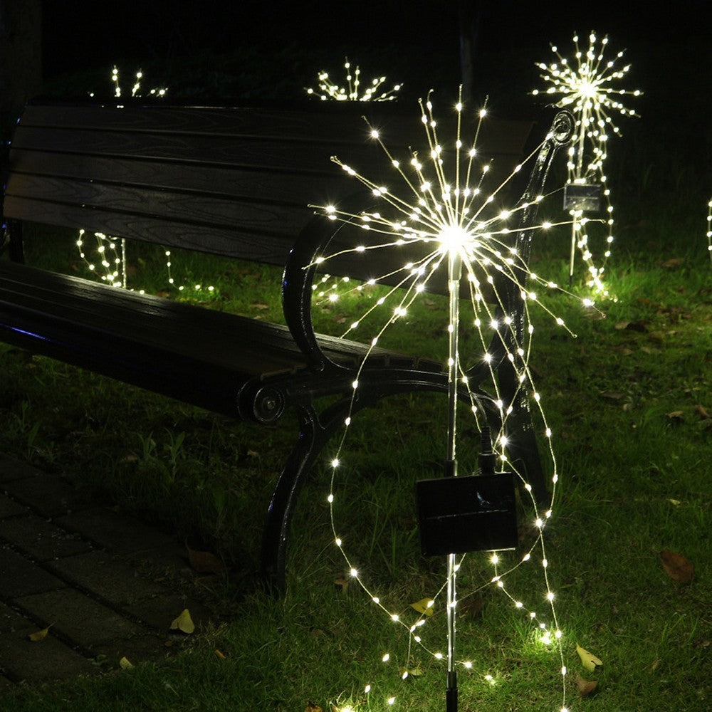 1Pc Solar Fireworks Light LED Fairy Light Copper Wire Ground Light - Warm White