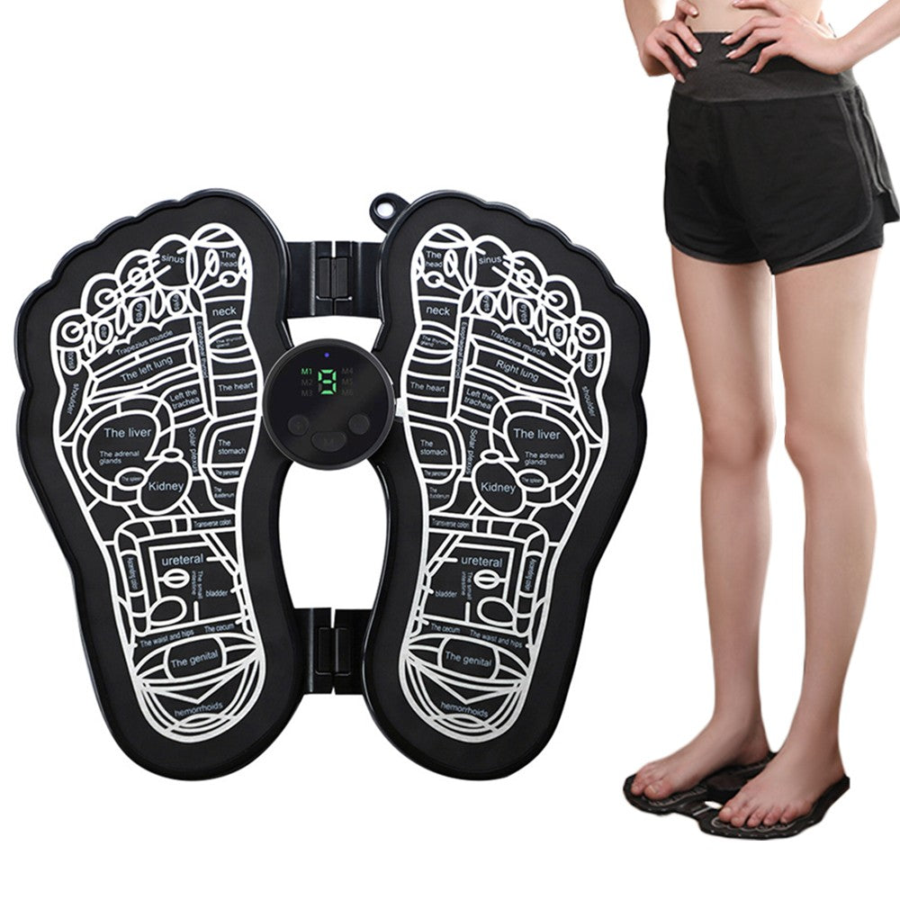 Electric Foot Massager Mat Blood Circulation Leg Muscle Stimulator - Black