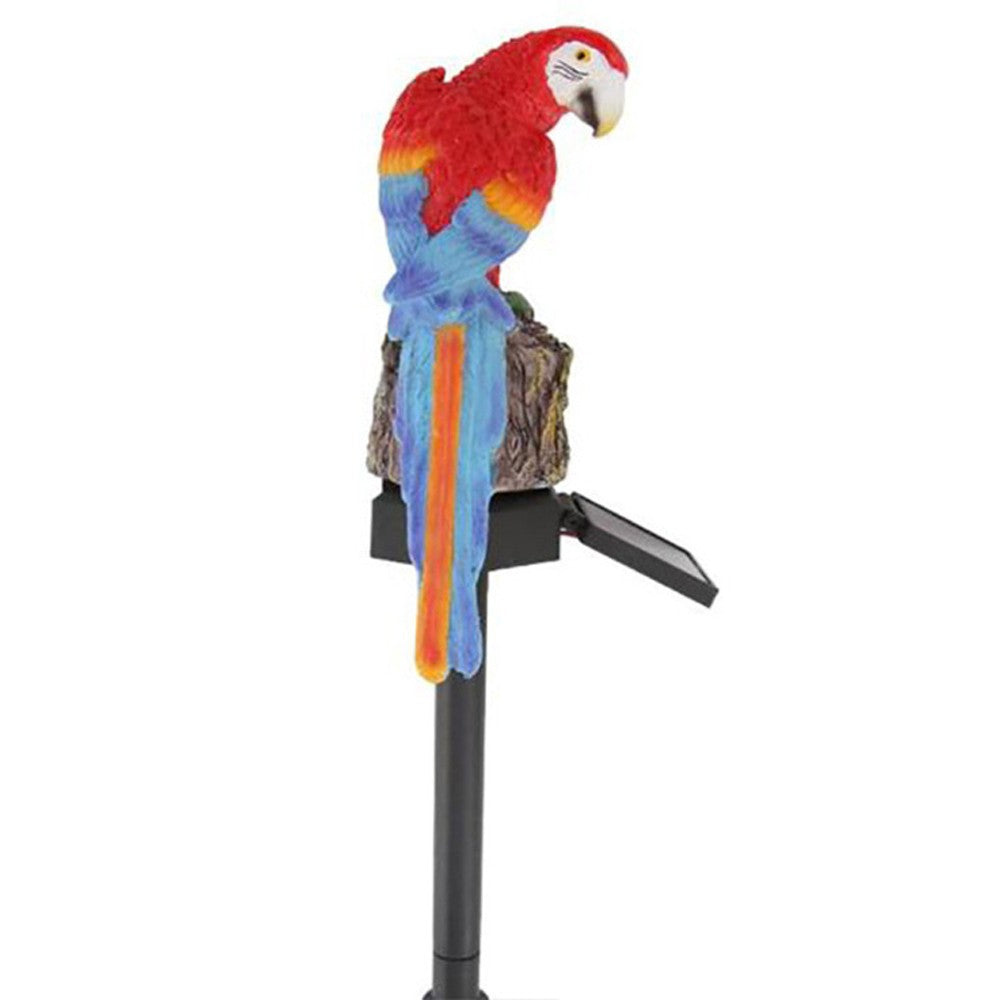 1Pc Animal Parrot Shape Solar Powered Garden Night Lights Yard Lamps - Red
