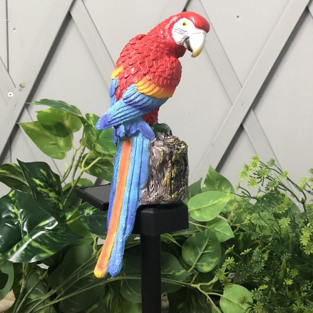 1Pc Animal Parrot Shape Solar Powered Garden Night Lights Yard Lamps - Red