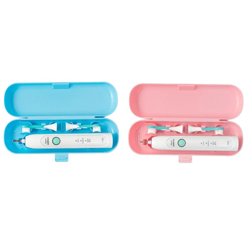2Pcs Travel Portable Electric Toothbrush Case - Pink+Blue