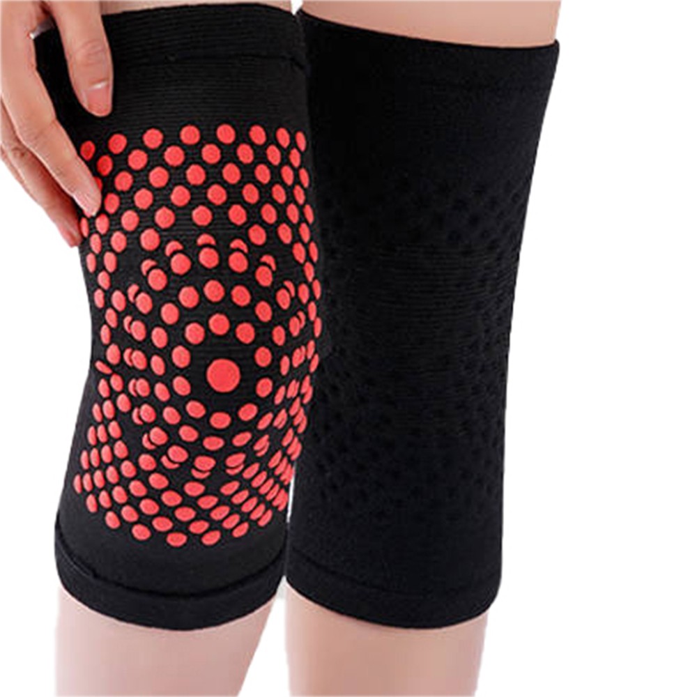 2 Pairs of Double-Sided Self-Heating Knee Pads Knee Support - Black+Grey - L