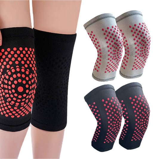 2 Pairs of Double-Sided Self-Heating Knee Pads Knee Support - Black+Grey - L