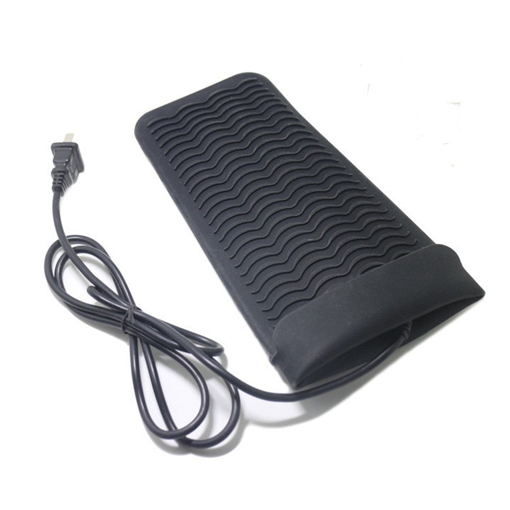2Pcs Heat Resistant Mat Pouch for Curling Irons - Black+Grey