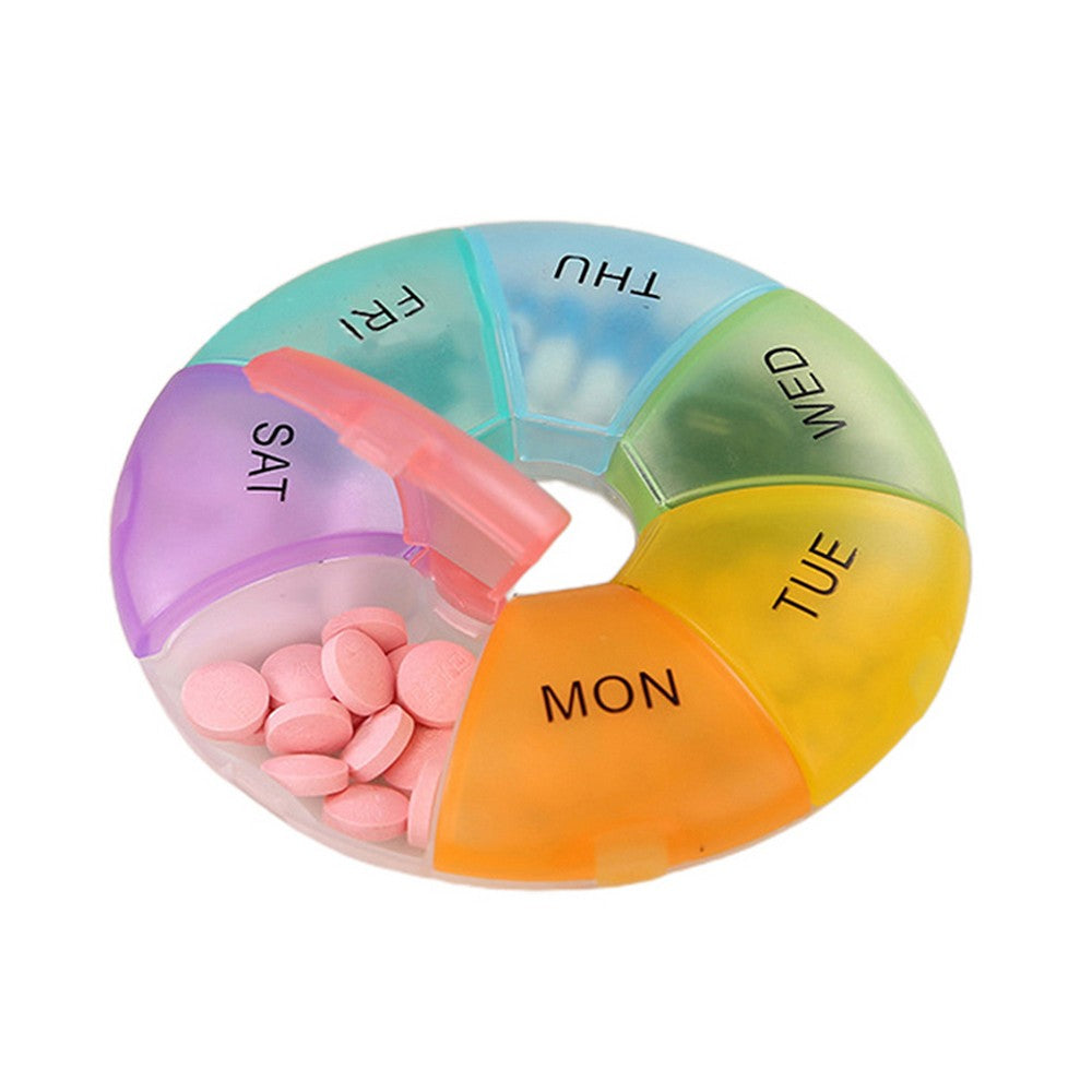 2Pcs Weekly Pill Organizer Portable Travel 7 Day Pill Box - Colorful+Black