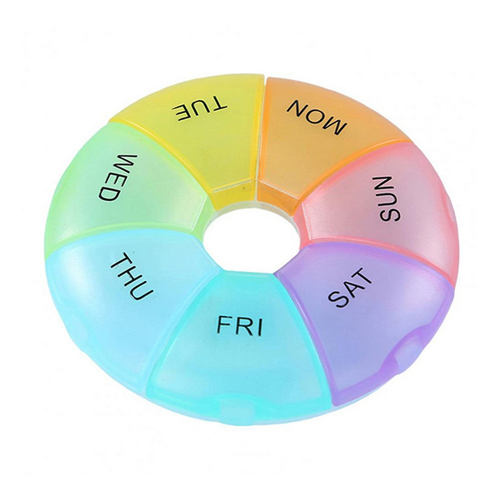 2Pcs Weekly Pill Organizer Portable Travel 7 Day Pill Box - Colorful+Black