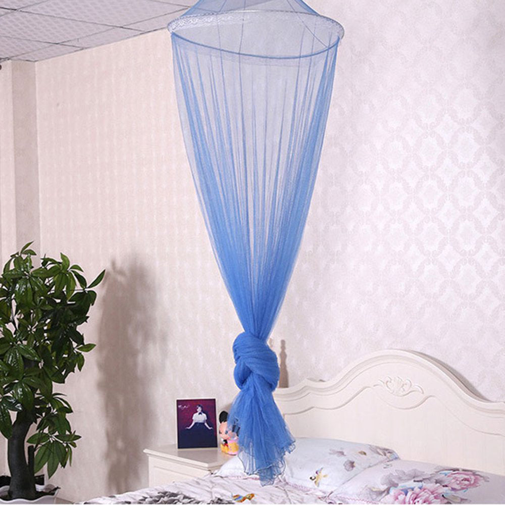 Blue Bed Canopy Dome Mosquito Net Hanging Tent Hanging Bed Curtain for Single Size Bed