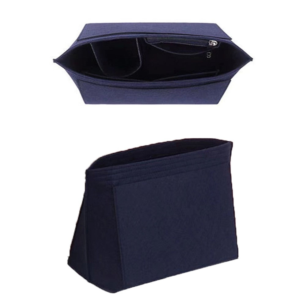 Felt Purse Handbag Organizer Insert Tote Bag Organizer Liner Bag - Navy Blue - L