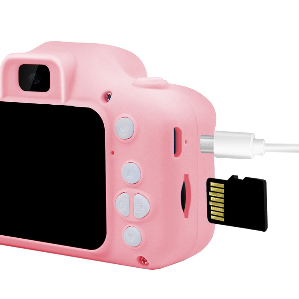 1080P HD Cartoon Kids Digital Camera with 64G Memory Card - Pink Dolphin