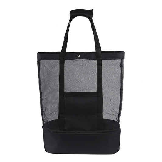 Beach Bag with Insulated Cooler - Black