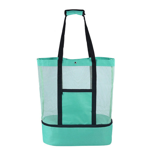 Beach Bag with Insulated Cooler - Light Green