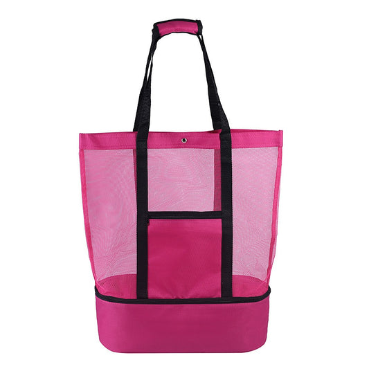 Beach Bag with Insulated Cooler - Rose Red