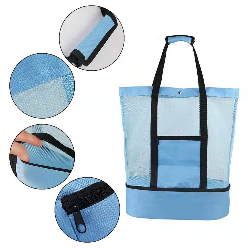 Beach Bag with Insulated Cooler - Sky Blue
