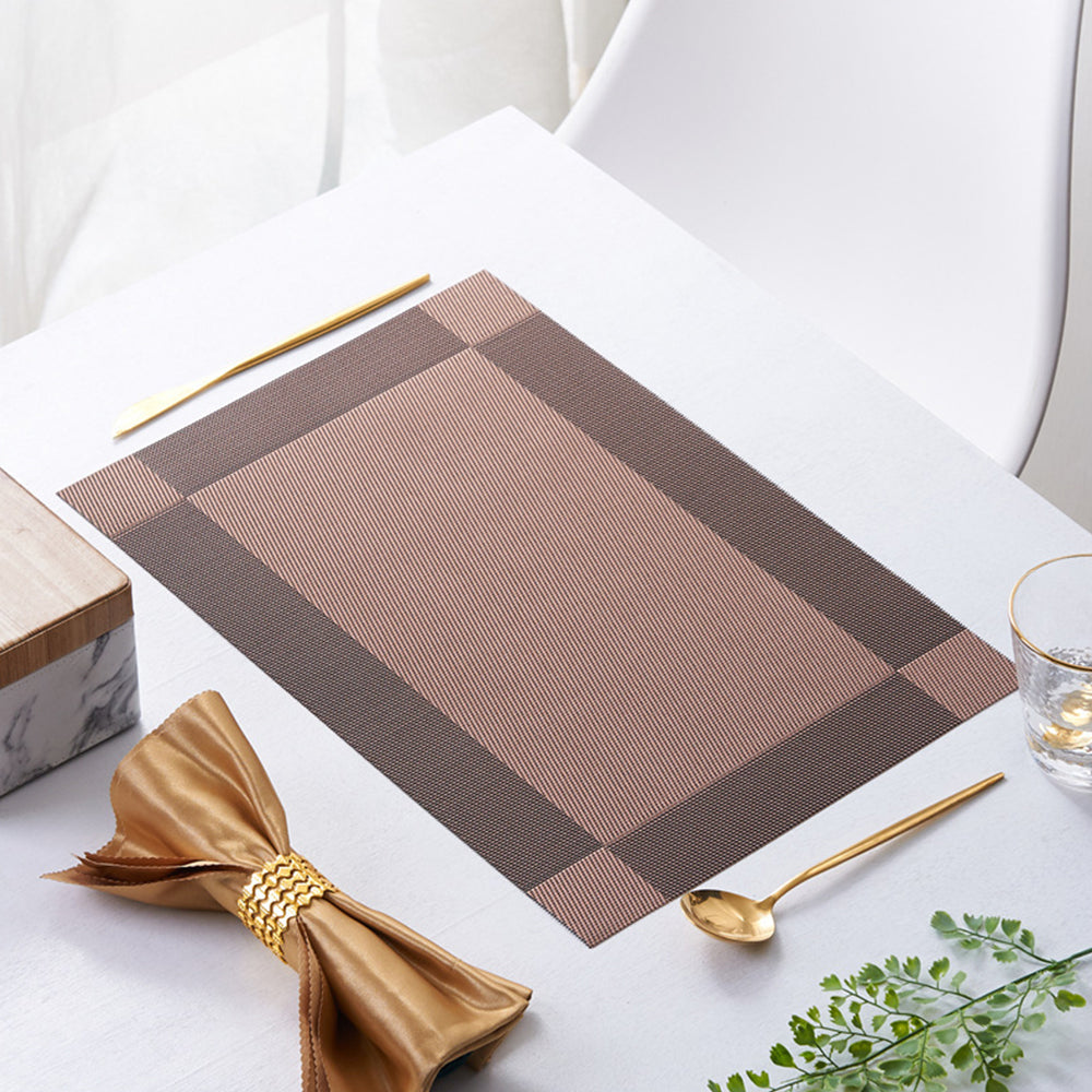 6Pcs Placemats and 6Pcs Coasters Set Non-Slip Washable Dining Table Mats Coffee