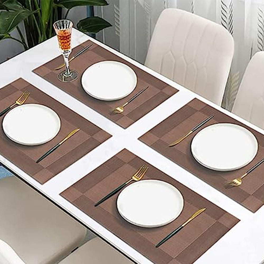 6Pcs Placemats and 6Pcs Coasters Set Non-Slip Washable Dining Table Mats Coffee