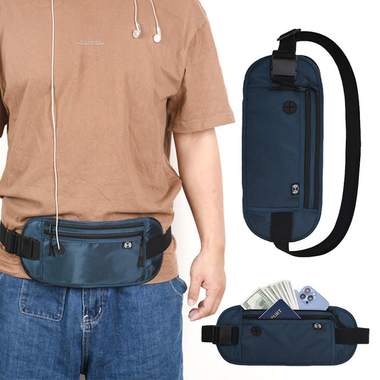 2Pcs Money Belt for Travel purse RFID Passport Holder Travel Pouch - Dark Blue
