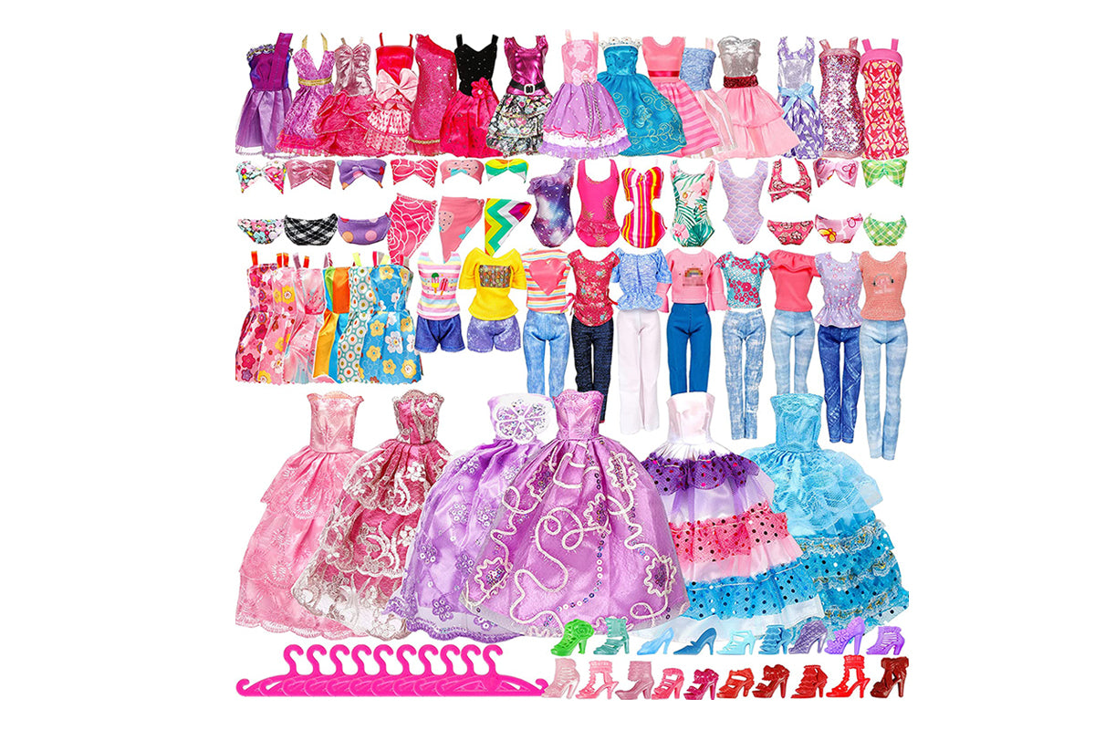 50Pcs Doll Clothes and Accessories Set DIY Dollhouse Toy Accessories Random Color Christmas Birthday Gift for Girls