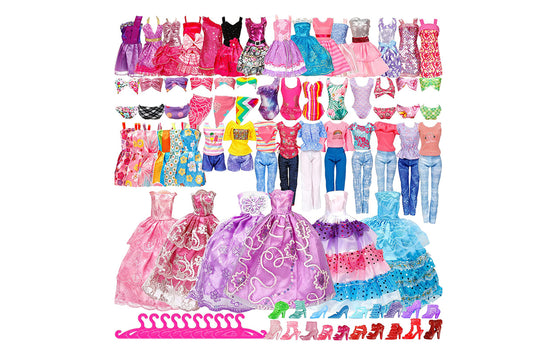 50Pcs Doll Clothes and Accessories Set DIY Dollhouse Toy Accessories Random Color Christmas Birthday Gift for Girls