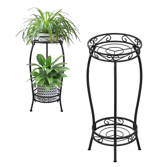 2Pcs 2 Layers Plant Stand Indoor Outdoor Metal Flower Pot Plant Holder Rack