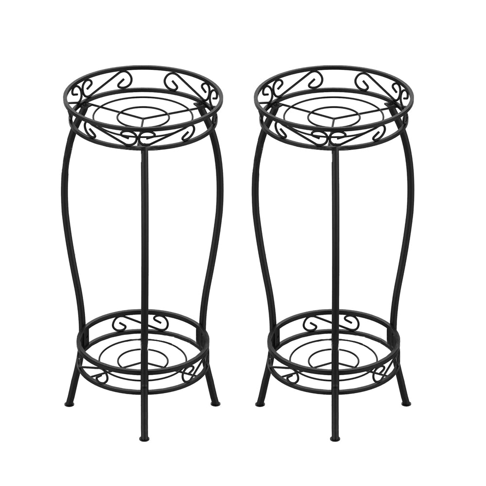 2Pcs 2 Layers Plant Stand Indoor Outdoor Metal Flower Pot Plant Holder Rack