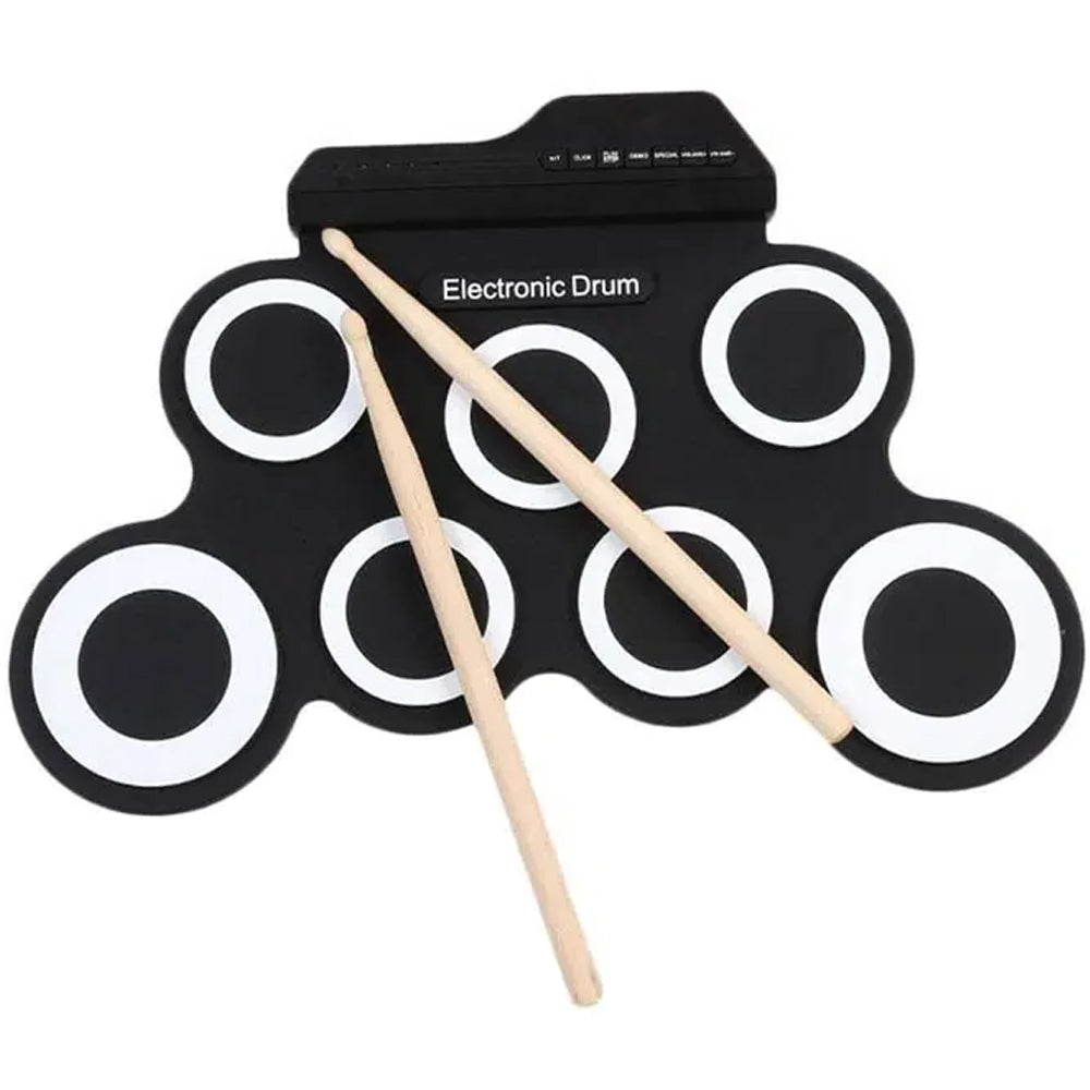 7 Pads Electric Drum Set USB Roll Up Drum Electric Drum Set Drum Kit Black