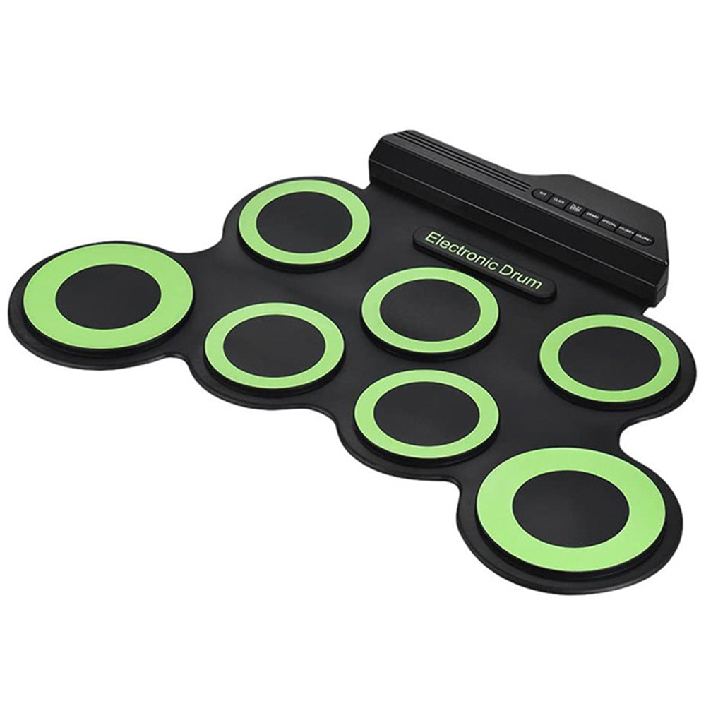 7 Pads Electric Drum Set USB Roll Up Drum Electric Drum Set Drum Kit Green