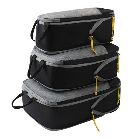 3Pcs Compression Packing Cubes Travel Bags Luggage Organizers Travel Essentials Black