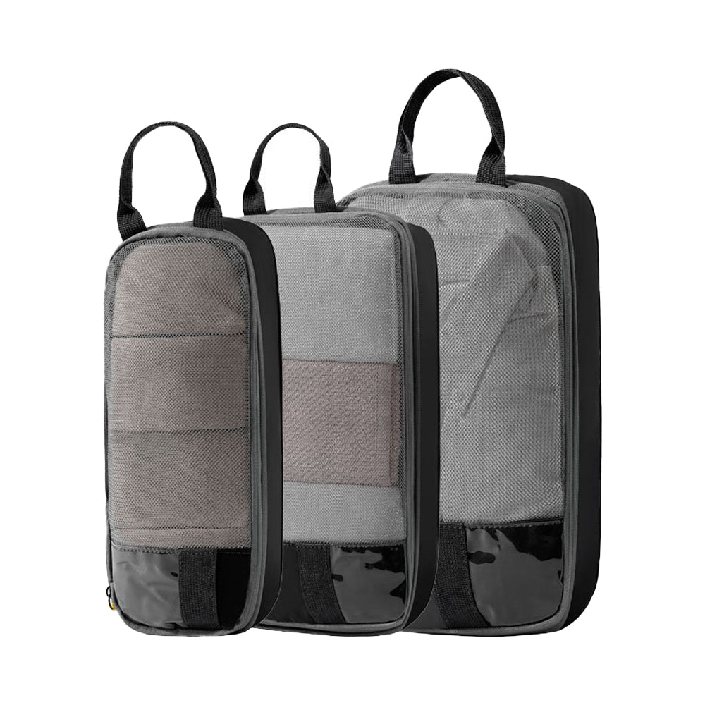 3Pcs Compression Packing Cubes Travel Bags Luggage Organizers Travel Essentials Black