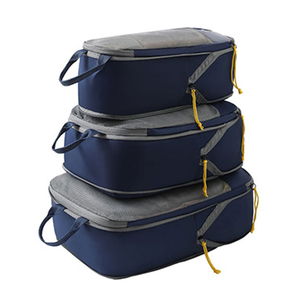 3Pcs Compression Packing Cubes Travel Bags Luggage Organizers Travel Essentials Dark Blue