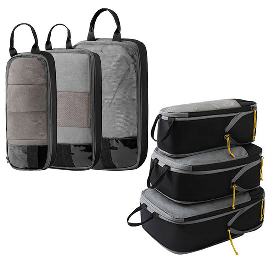 6Pcs Compression Packing Cubes Travel Bags Luggage Organizers Travel Essentials Black