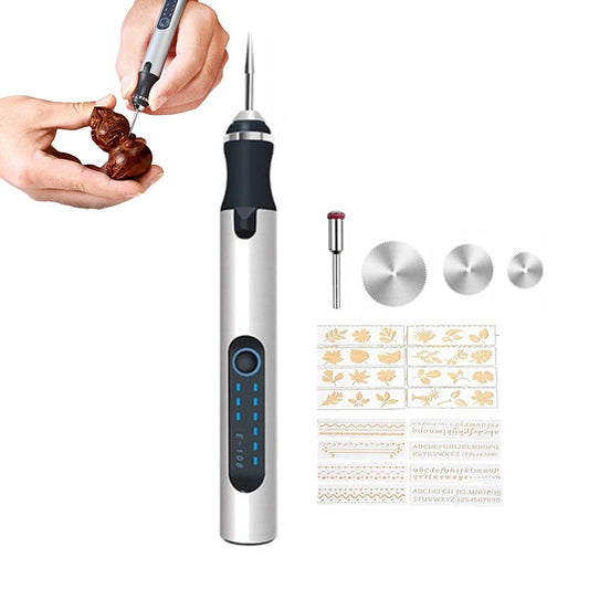 Electric Micro Engraving Pen Kit USB Rechargeable DIY Engraving Tool - Silver