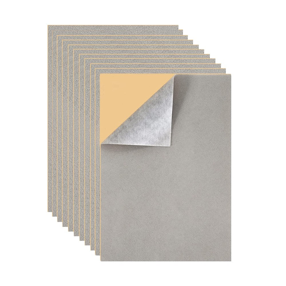 10Pcs Self-Adhesive Felt Fabric Sheets Sticky Backing Velvet Liner - Grey