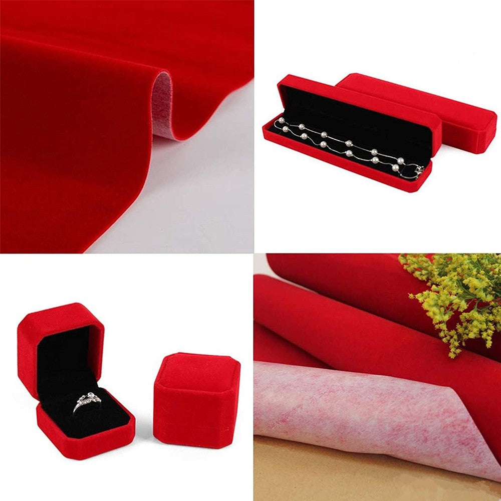 10Pcs Self-Adhesive Felt Fabric Sheets Sticky Backing Velvet Liner - Red