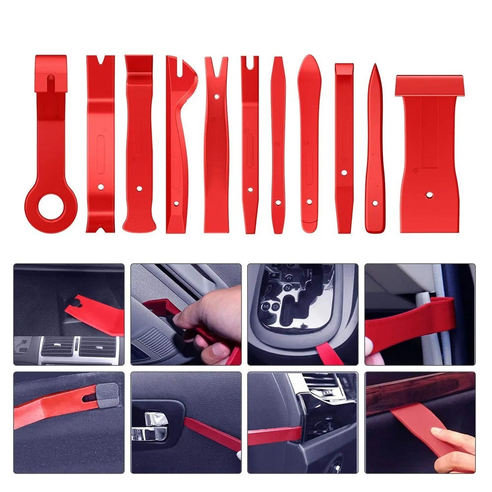 19-Piece Car Trim Removal Tool Set PP Plastic Remover with Storage Bag - Red