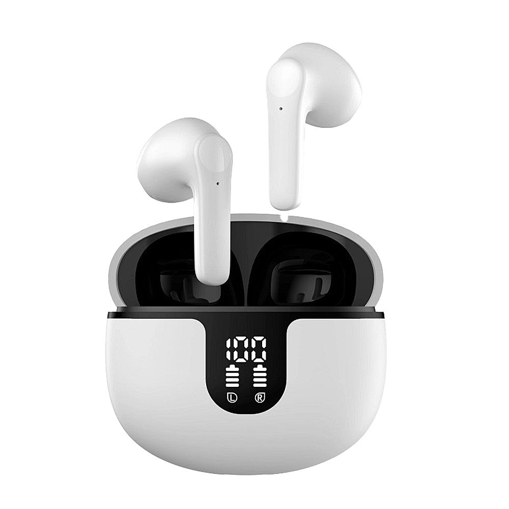 Wireless Bluetooth 5.3 Headphones In-Ear Earphones with LED Display - White