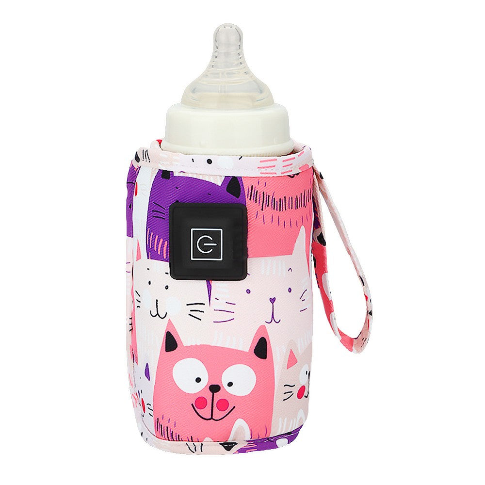 Portable Baby Bottle Milk Warmer with 3 Temperature Settings - Pink